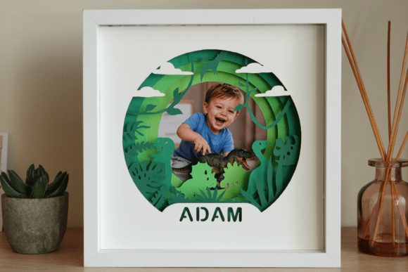 Create a Dino Themed Shadow Box Photo Frame for Your Child