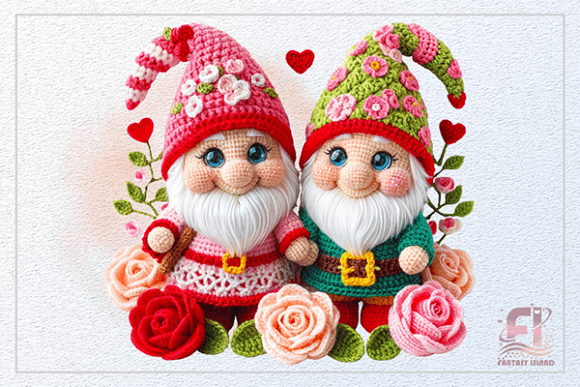 Crochet Gnome Clipart for Warm Valentine’s Designs
