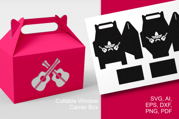 Guitars Cutout Gable Favor Box SVG Template