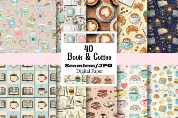 The Book Coffee Seamless Pattern Bundle: A Creative Asset for Crafters and Designers